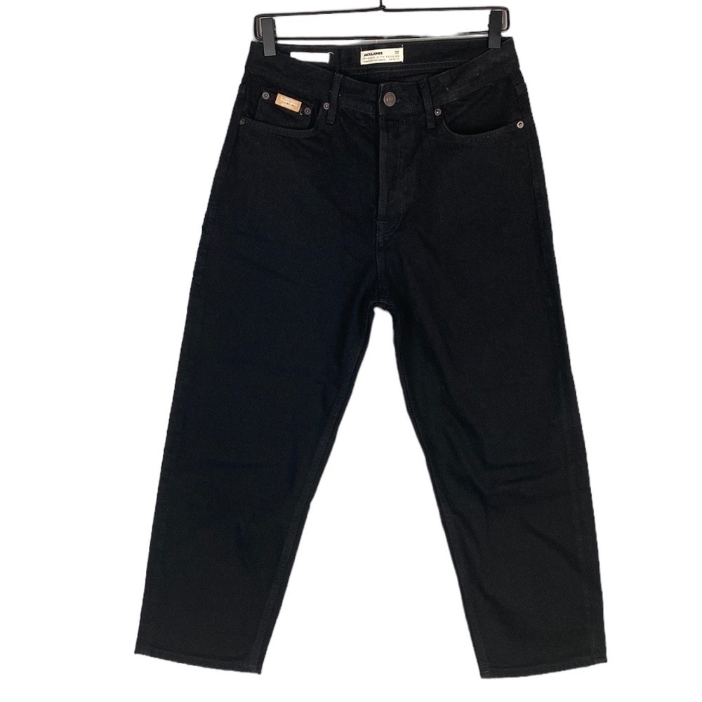 Jack & Jones black loose crop jean